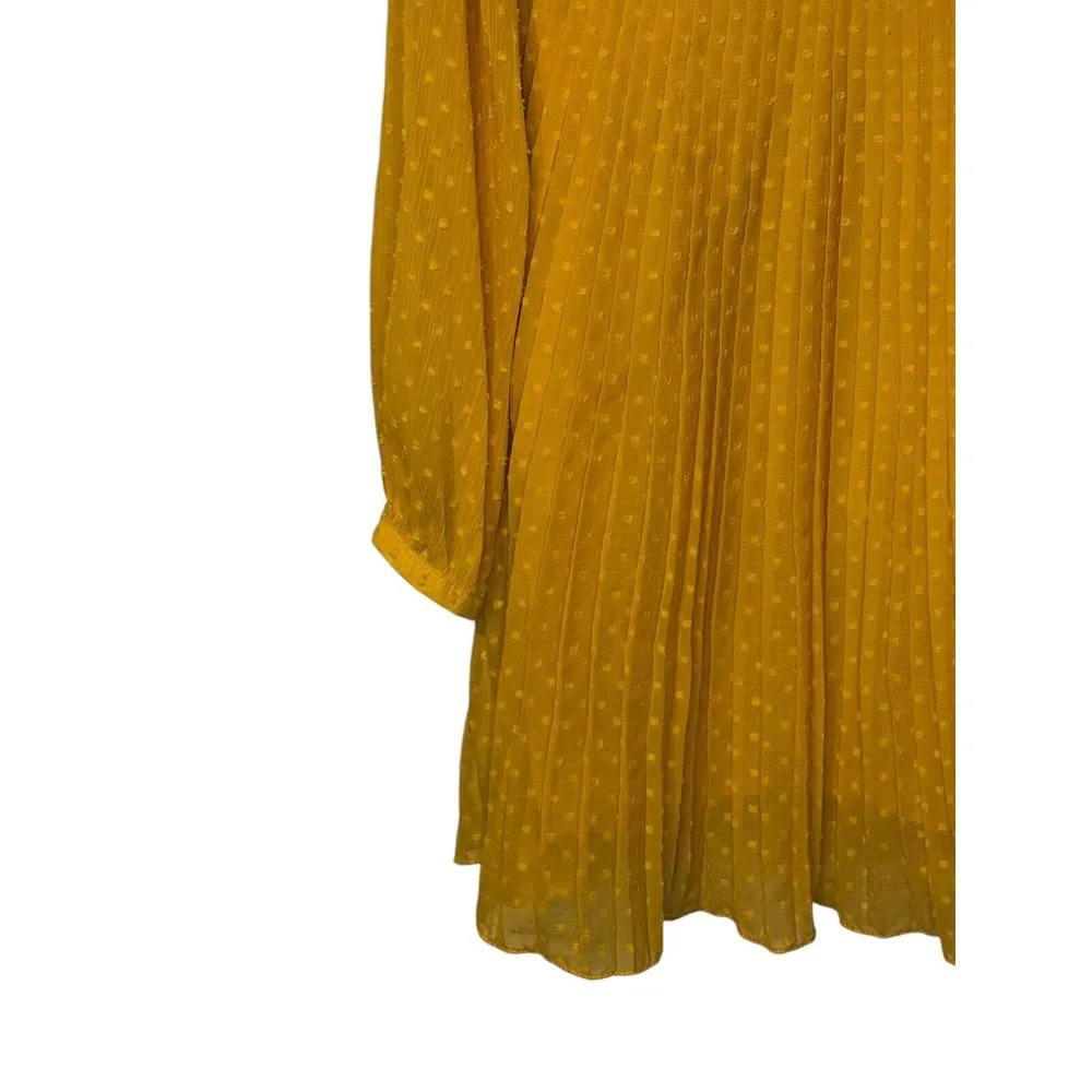 Zara Women's Dress Mini Polka Dot Lace Pleated Hem V-Neck Balloon Sleeve‎ Medium - Image 3