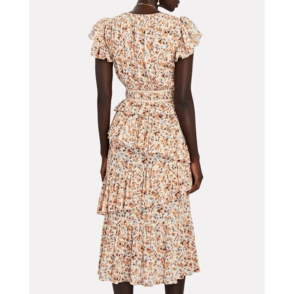 Ulla Johnson Printed Madeline Dress in Cream 4 Womens Midi Floral Bohemian - Image 12