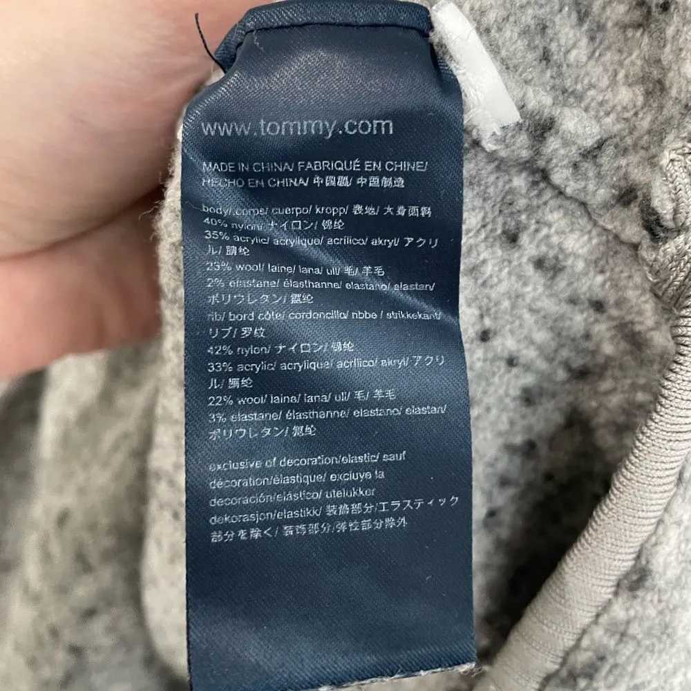Tommy Hilfiger Marled Gray Wool Blend Sweater Split Sides Women’s Size XXS - Image 6