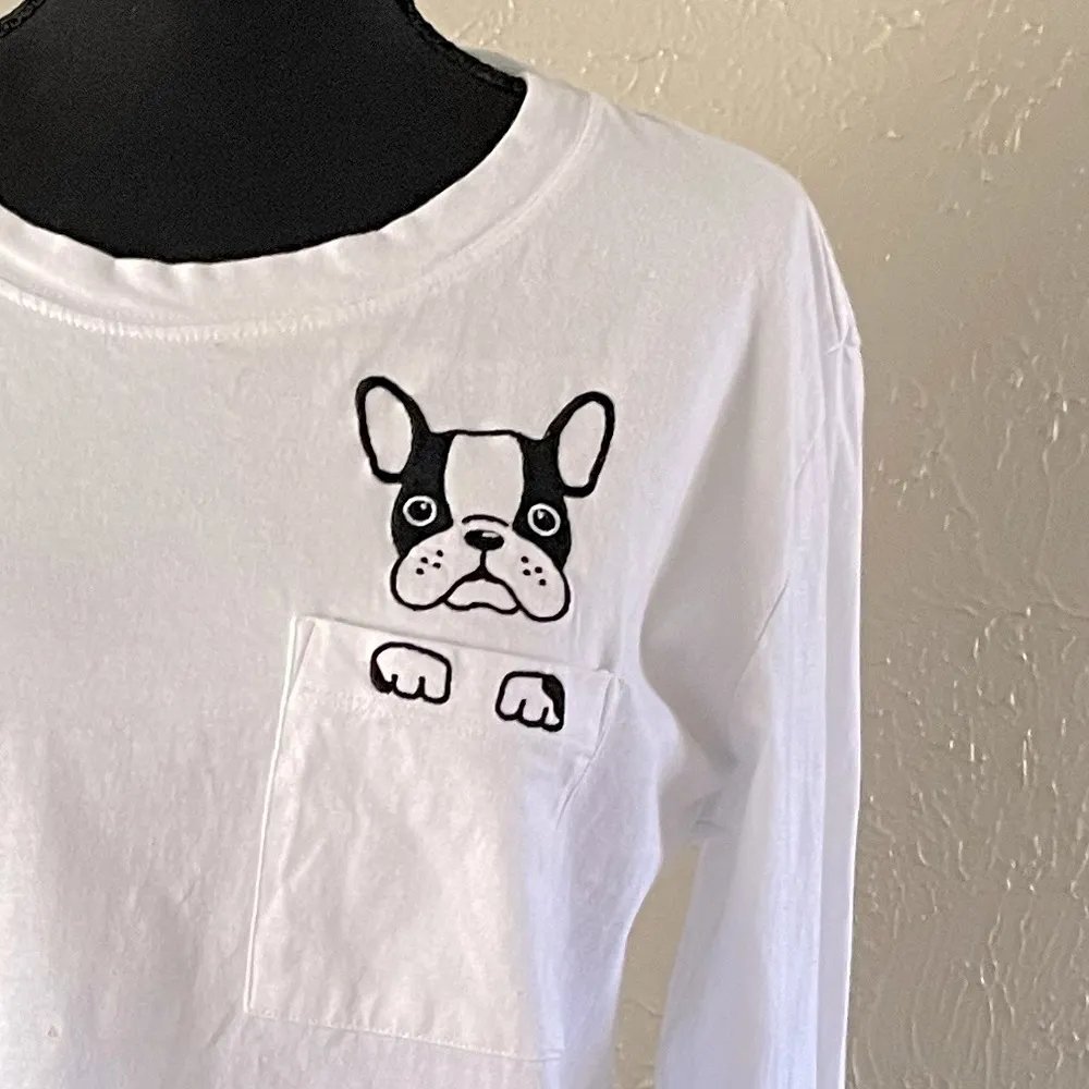 🐾Boston Terrier in Pocket Cropped T-shirt🐾 ~med - Image 2