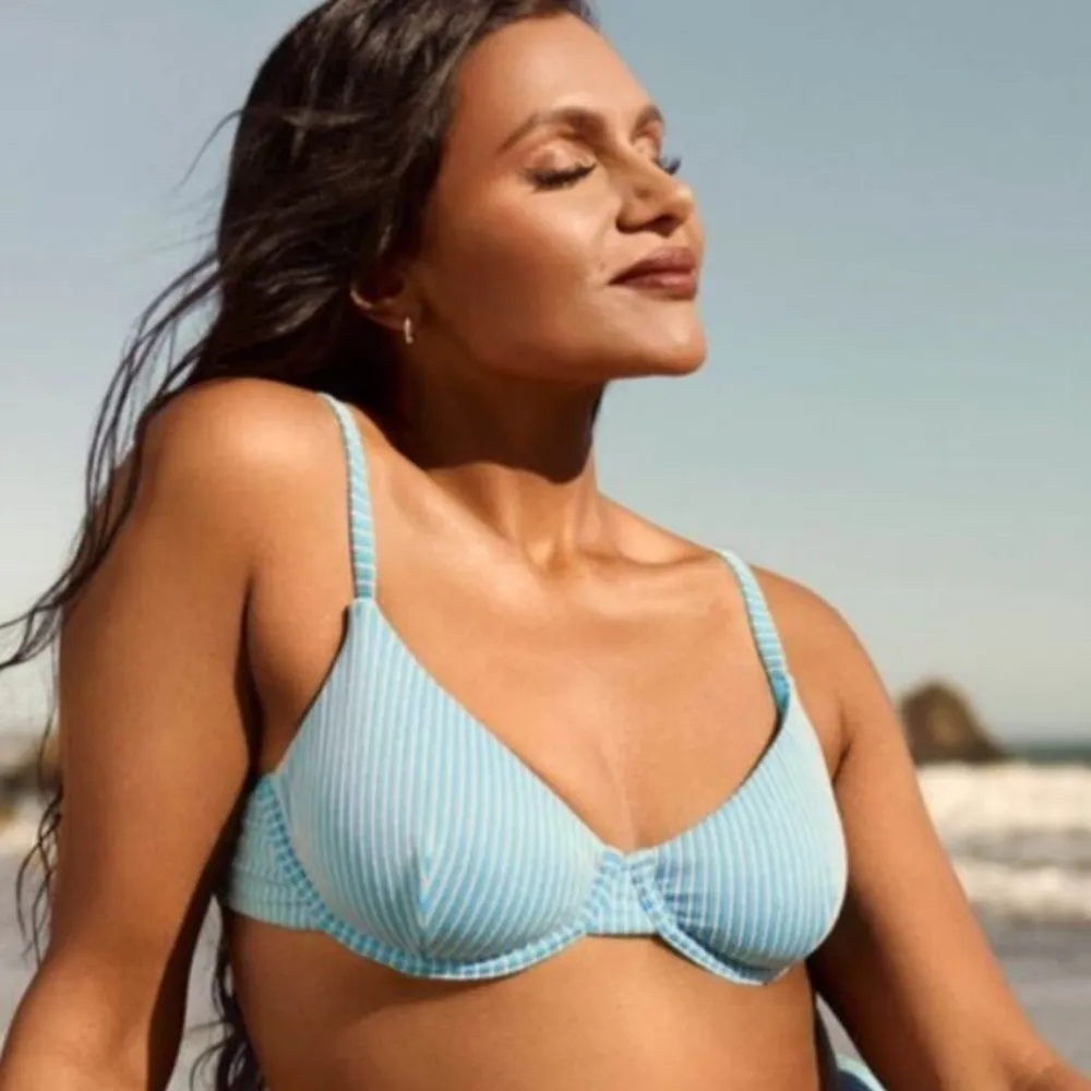 Andie x Mindy The Bermuda bikini top stripe splash Blue gold size small NWT - Image 1