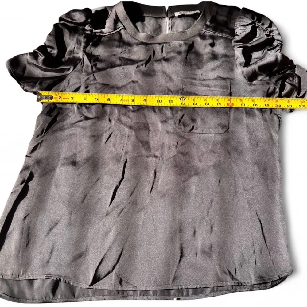 Dr2 Women's Size M Black/Gray Satin Puff Sleeve Blouse Top Office Date Night Black Size M - Image 12