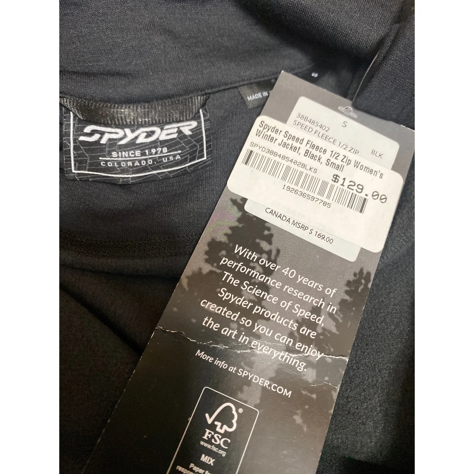 NEW Spyder Speed Fleece Women's Black 1/2 Zip Collared Long Sleeve Jacket Top S - Image 6