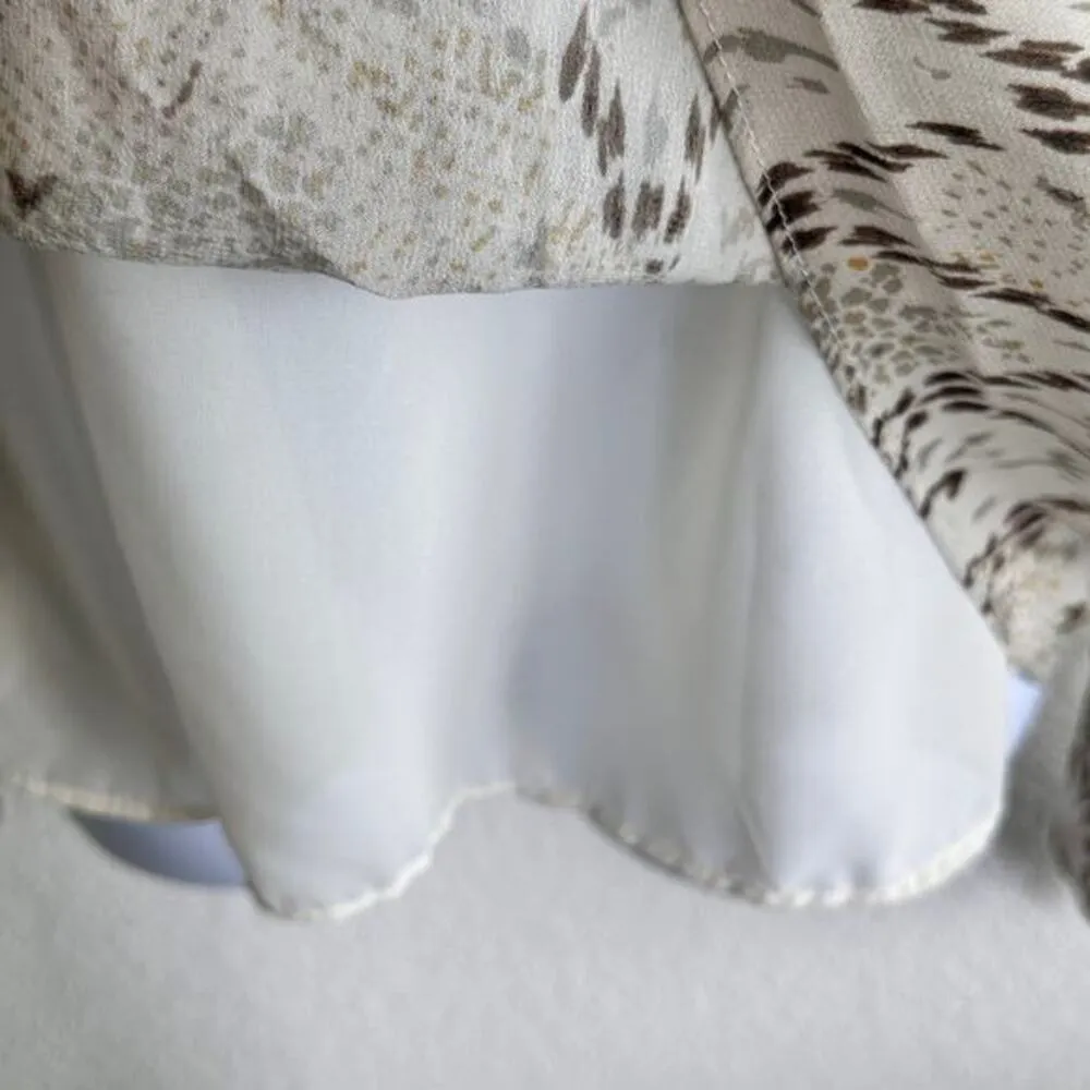 Ramy‎ Brook Printed Rye Puff Sleeve Tie Neck  blouse animal print size Small - Image 9