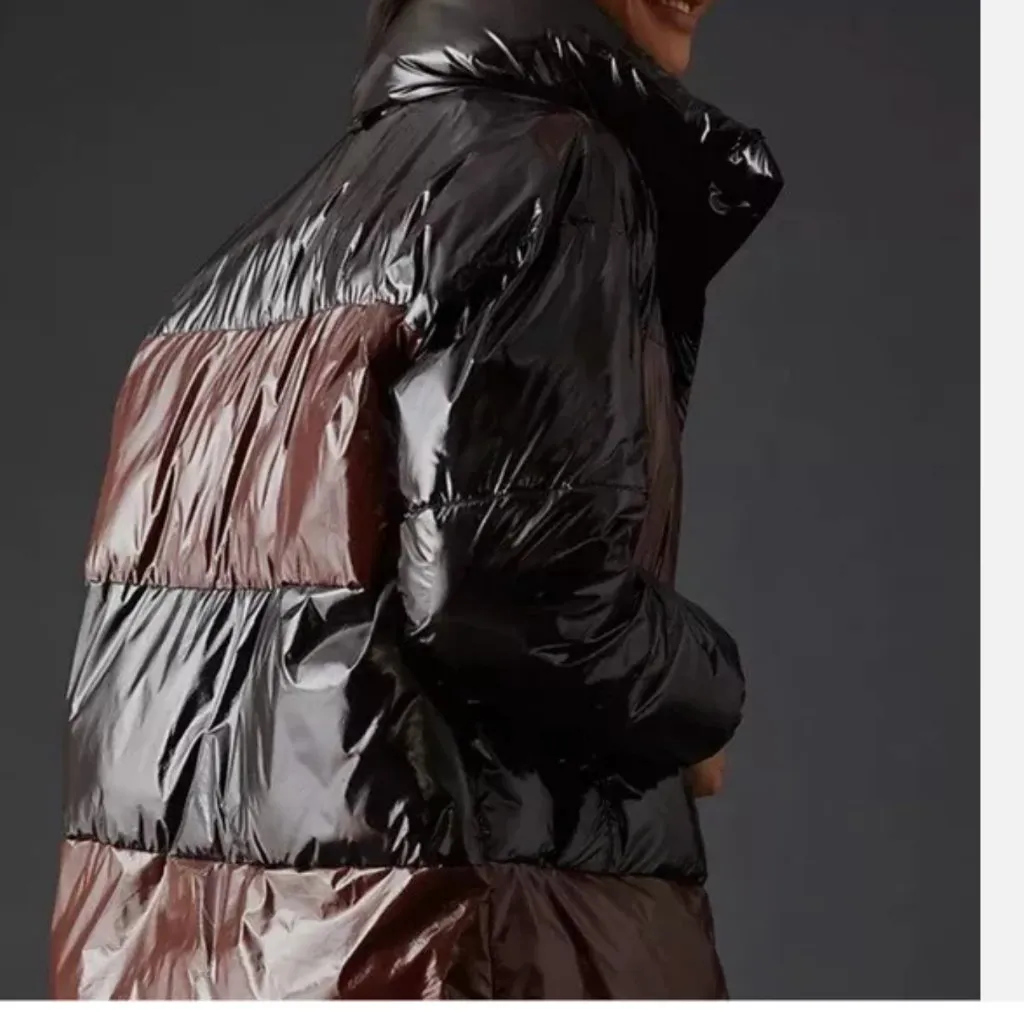 NWT $279 wOMEN BADGLEY MISCHKA Roberta Coat Jacket Puffer Shiny In Brown - Image 7