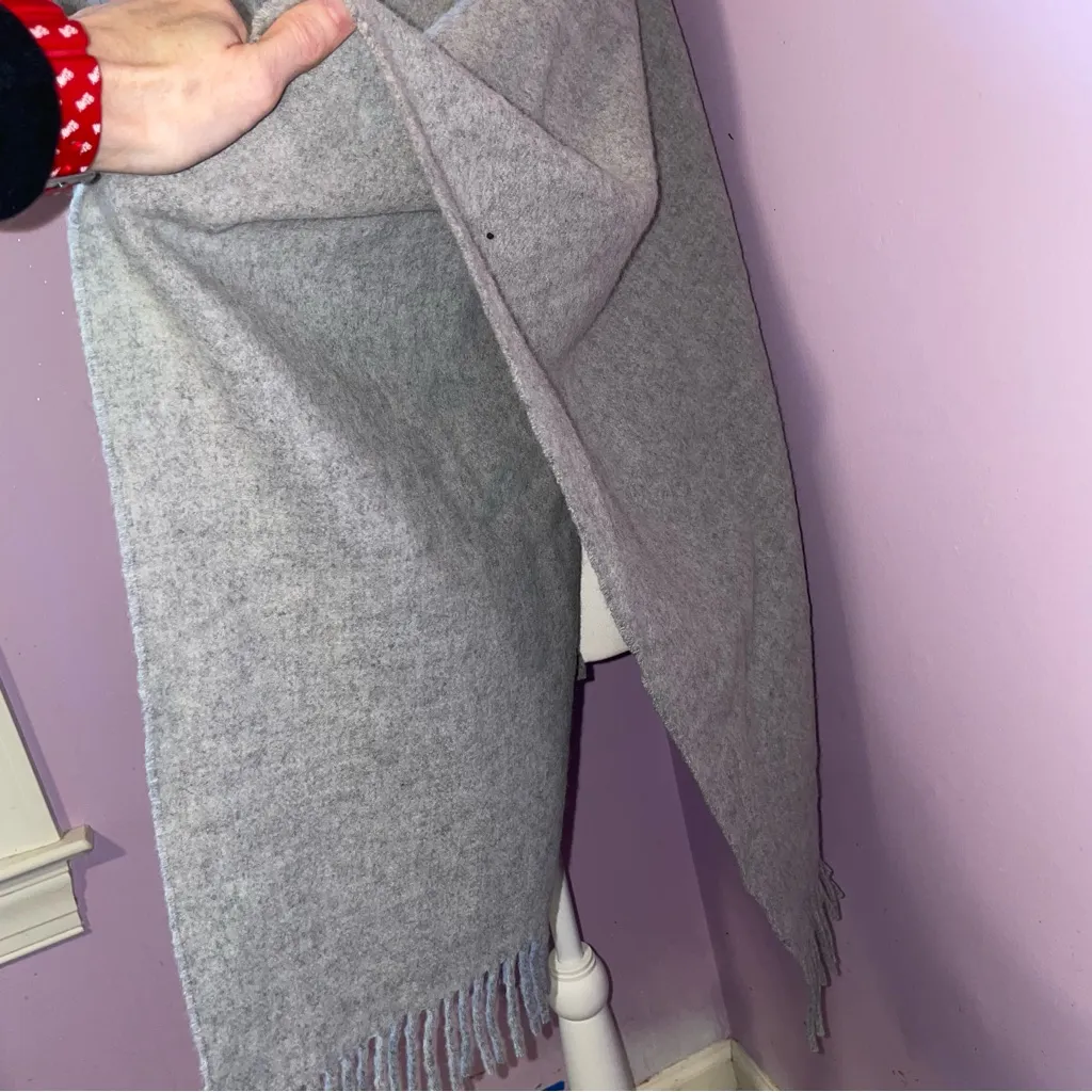 Bronte Moon Merino Wool Blanket Scarf Shawl Stole Wrap Luxury Silver Office Gray - Image 4