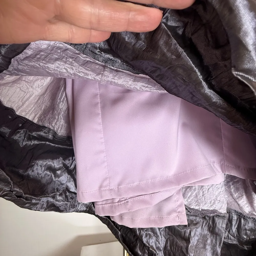 Nicole Miller Signature Crinkle Gown Ruched Techno Metallic Women’s Size 10 Purple - Image 10