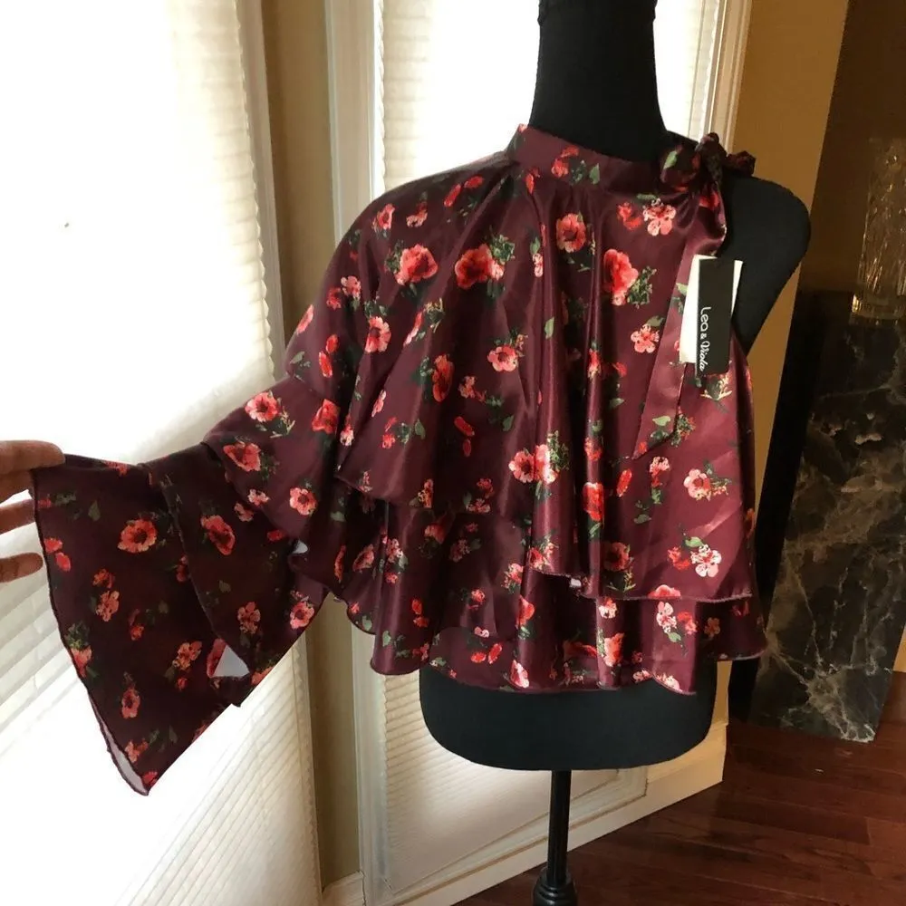 Lea & Viola One off Shoulder w/ Bell Sleeves Red Size M - Image 5