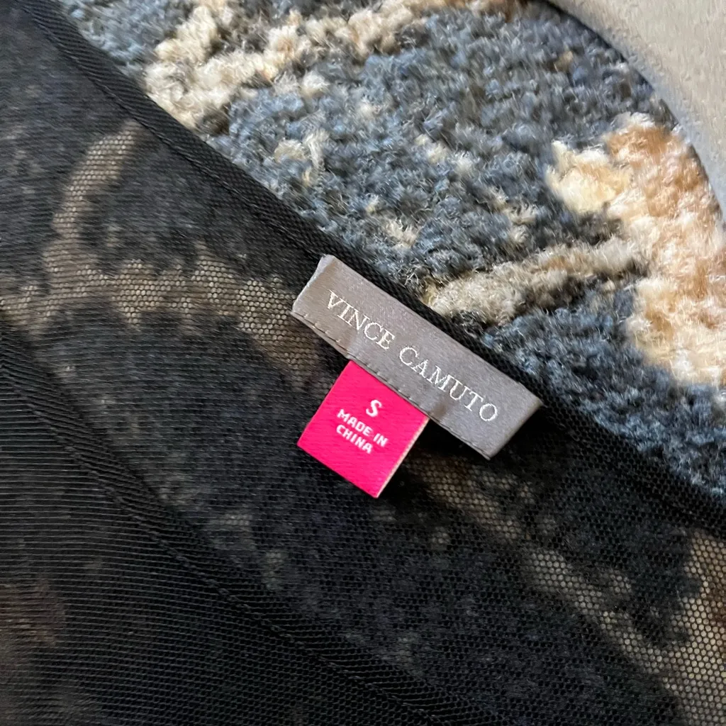 Vince Camuto Sheer Mesh Top Women S Black Short Sleeve Ruffle Whimsigoth Top - Image 4