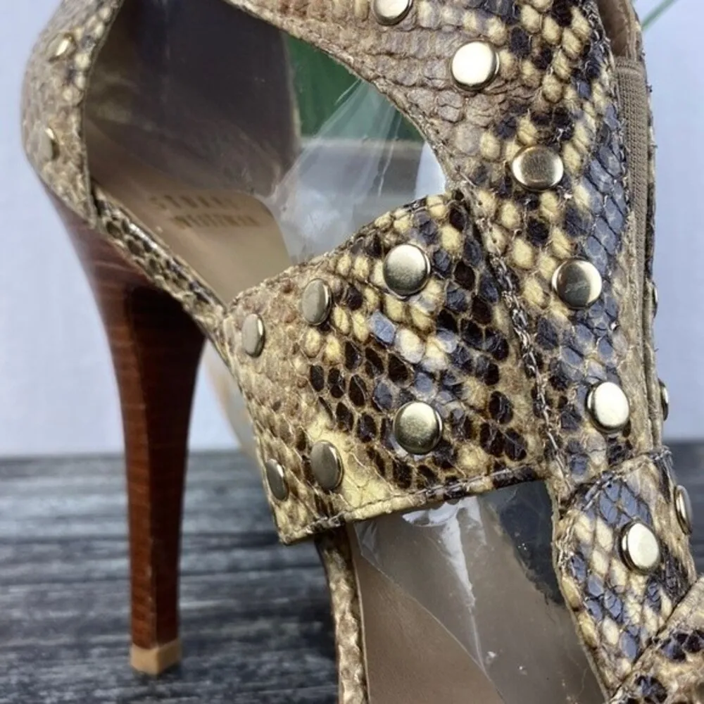 Stuart Weitzman Python Snake Print Cage Stud Heel Shoes 7.5 - Image 5