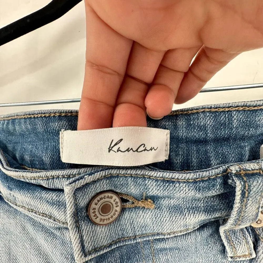 KanCan Women's Distressed Cuffed Boyfriend Jeans Blue Denim Light Wash Size 7/27 - Image 3