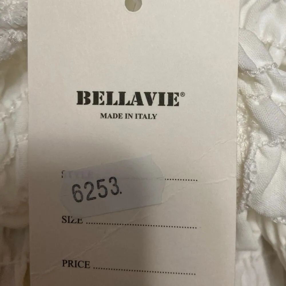 NEW Bellavie Women's White Floral Balloon Long Sleeve Smocked Crop Blouse Top S - Image 4