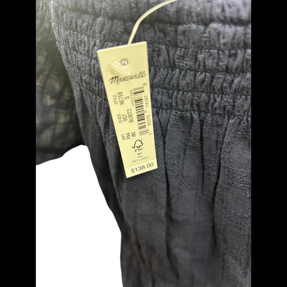 Madewell - Ruffle-Sleeve Tiered Midi Dress in Textured Check Size Small - Image 3