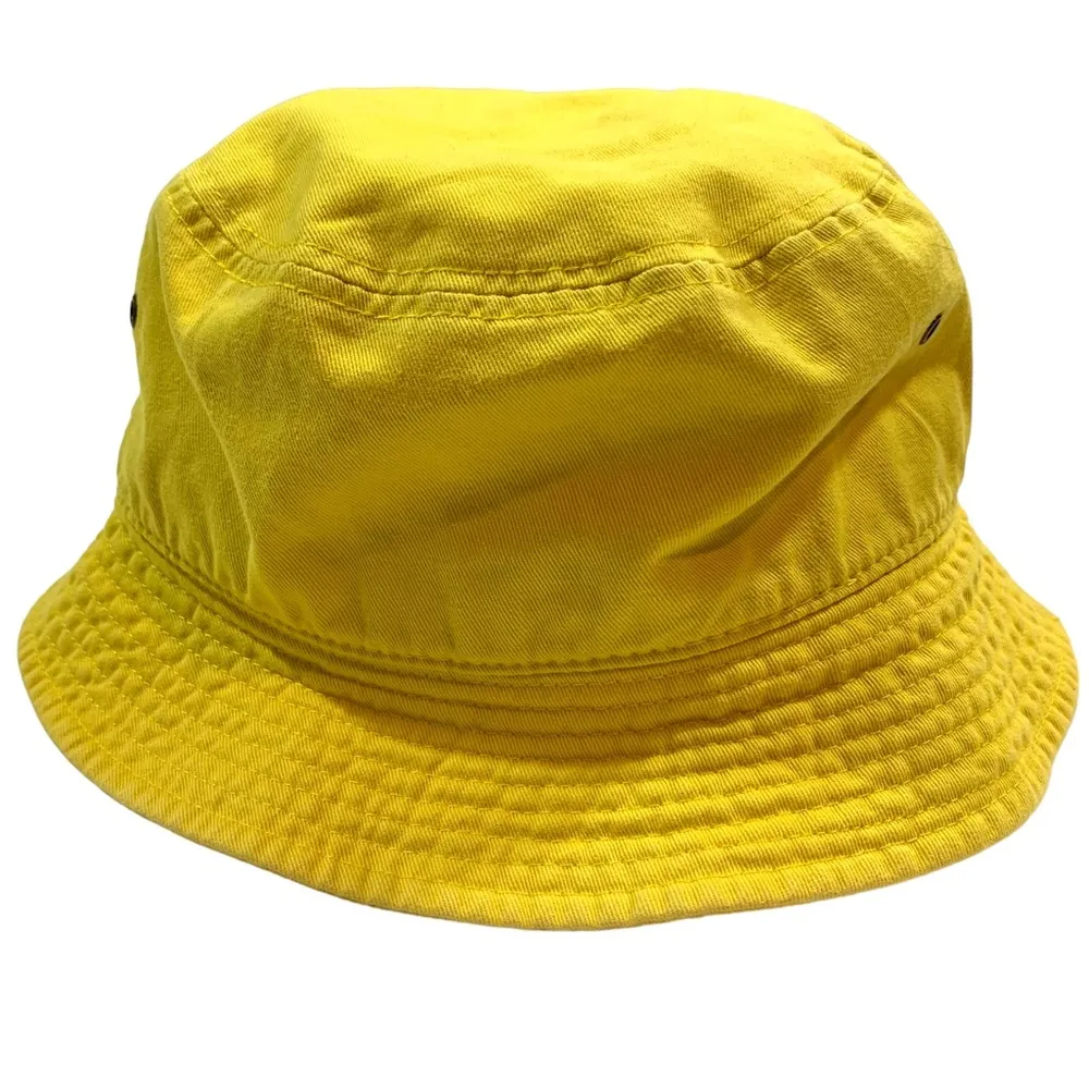 Hand Painted Rainbow Dots Yellow Bucket Hat - Image 2