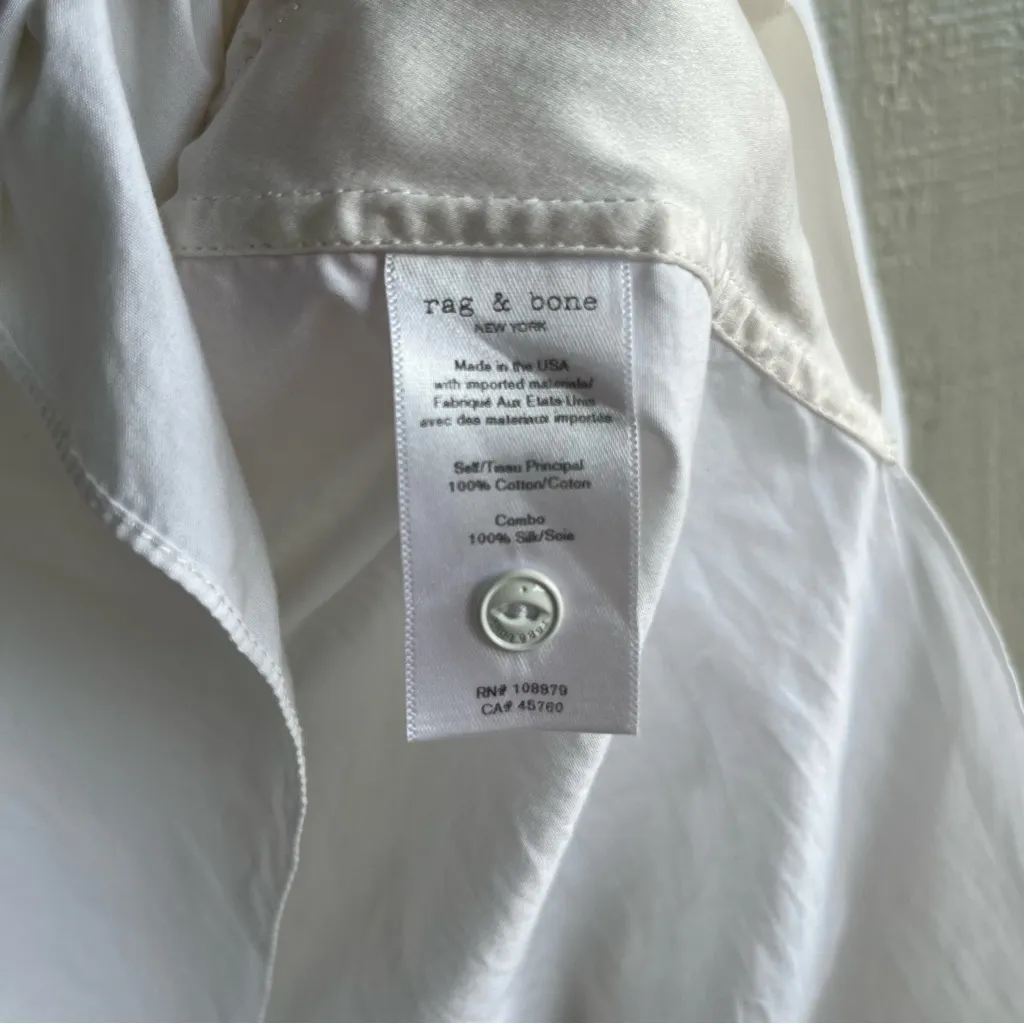 Rag & Bone Dylan Long Sleeve Poplin Shirt White Size S - Image 9