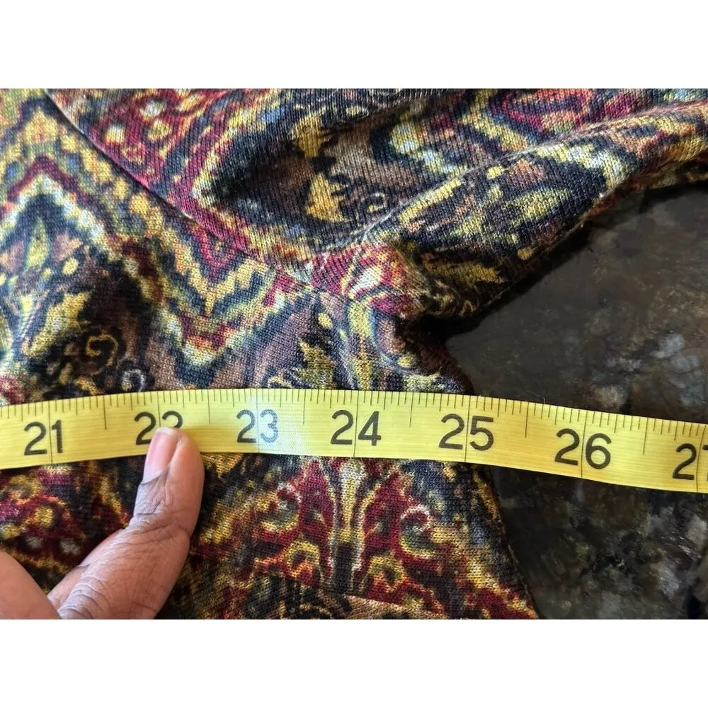 Soho Apparel Chevron Floral Print Tunic Shift Dress Sz 2XL Boho Grunge V Neck - Image 5