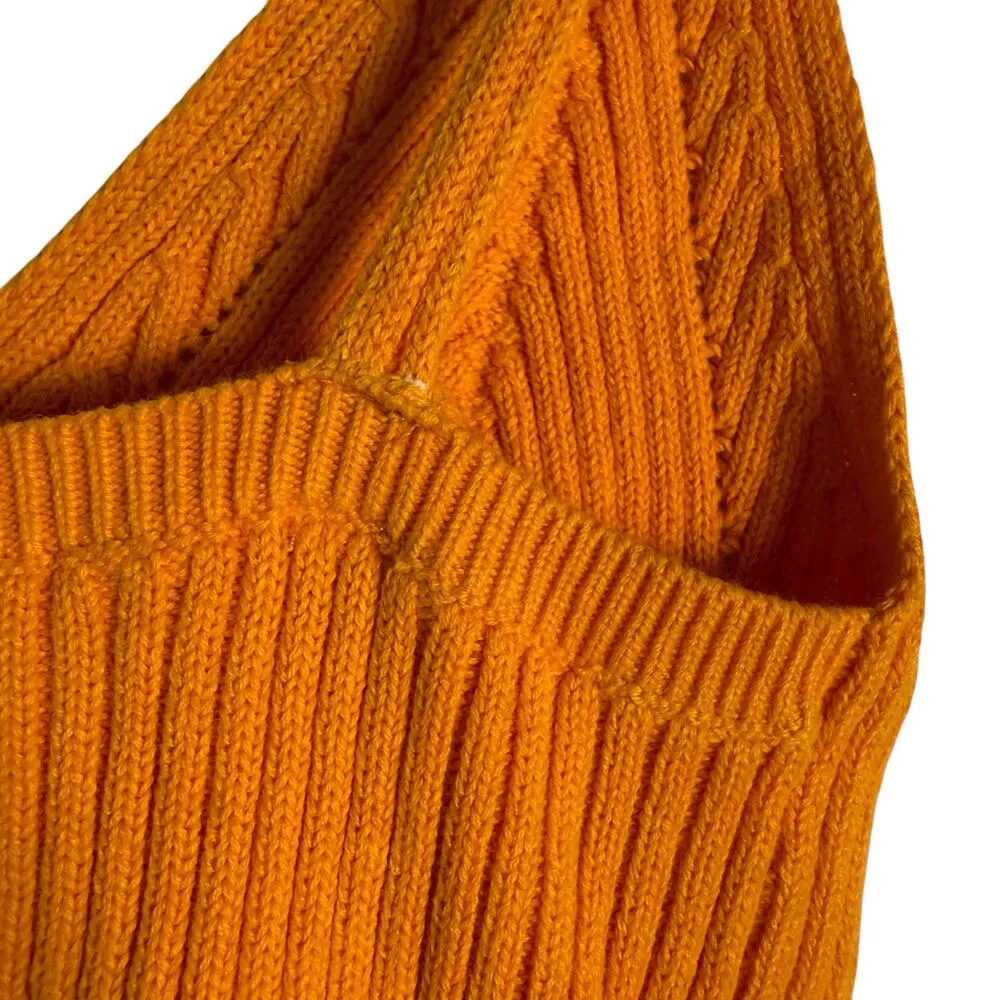 Sandro Ximin Ribbed Openwork Cropped Yellow Orange Cami Top Size Large - Image 9