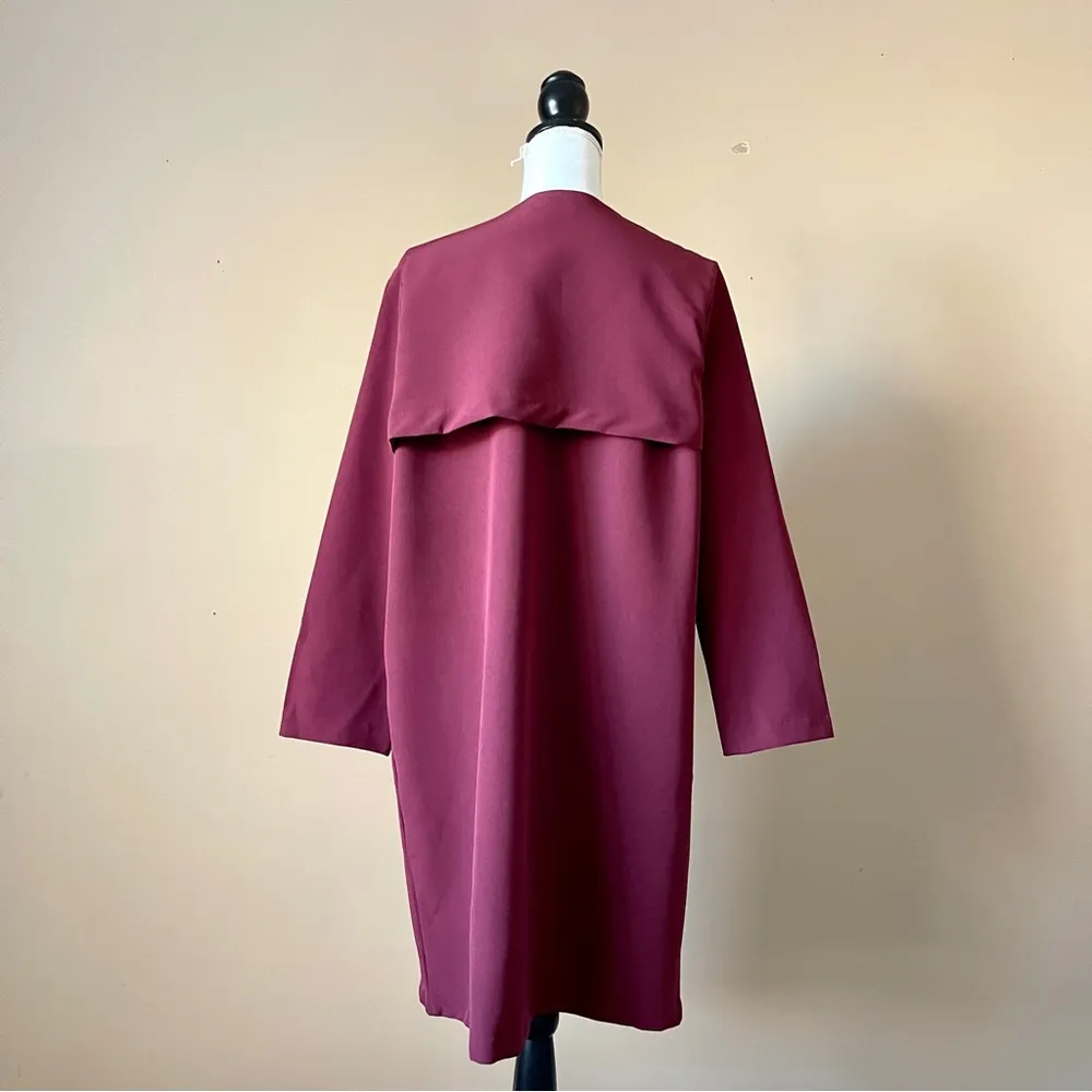 HARVE BENARD | Burgundy Waterfall Lapel Duster Sz M - Image 5