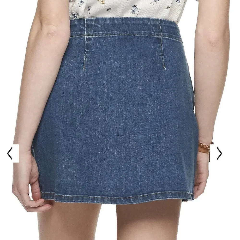 Juniors Rewash Vintage Reunion Full Front Zip Denim Jean Mini Skirt Size 5/27 - Image 2