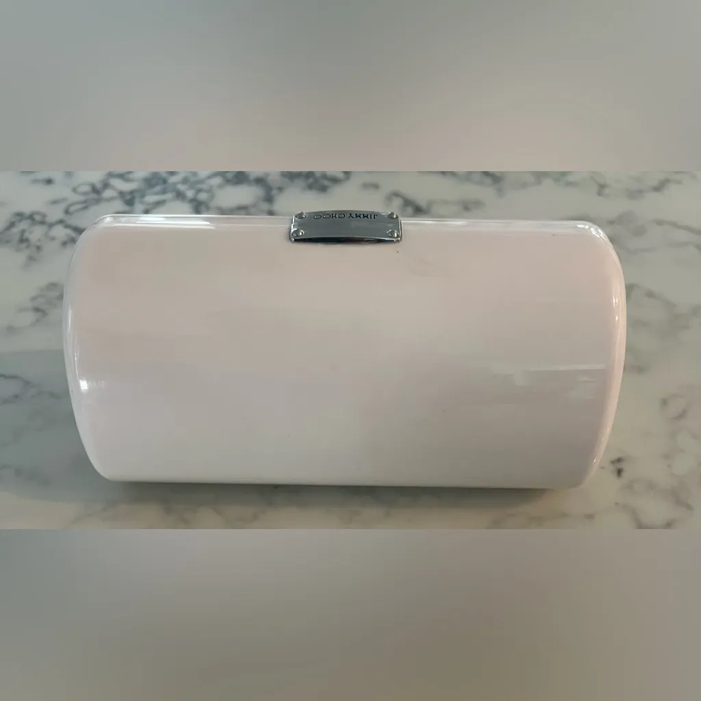 Jimmy Choo Magnetic Hard Eyeglass Case Sunglasses White Acrylic EUC - Image 7