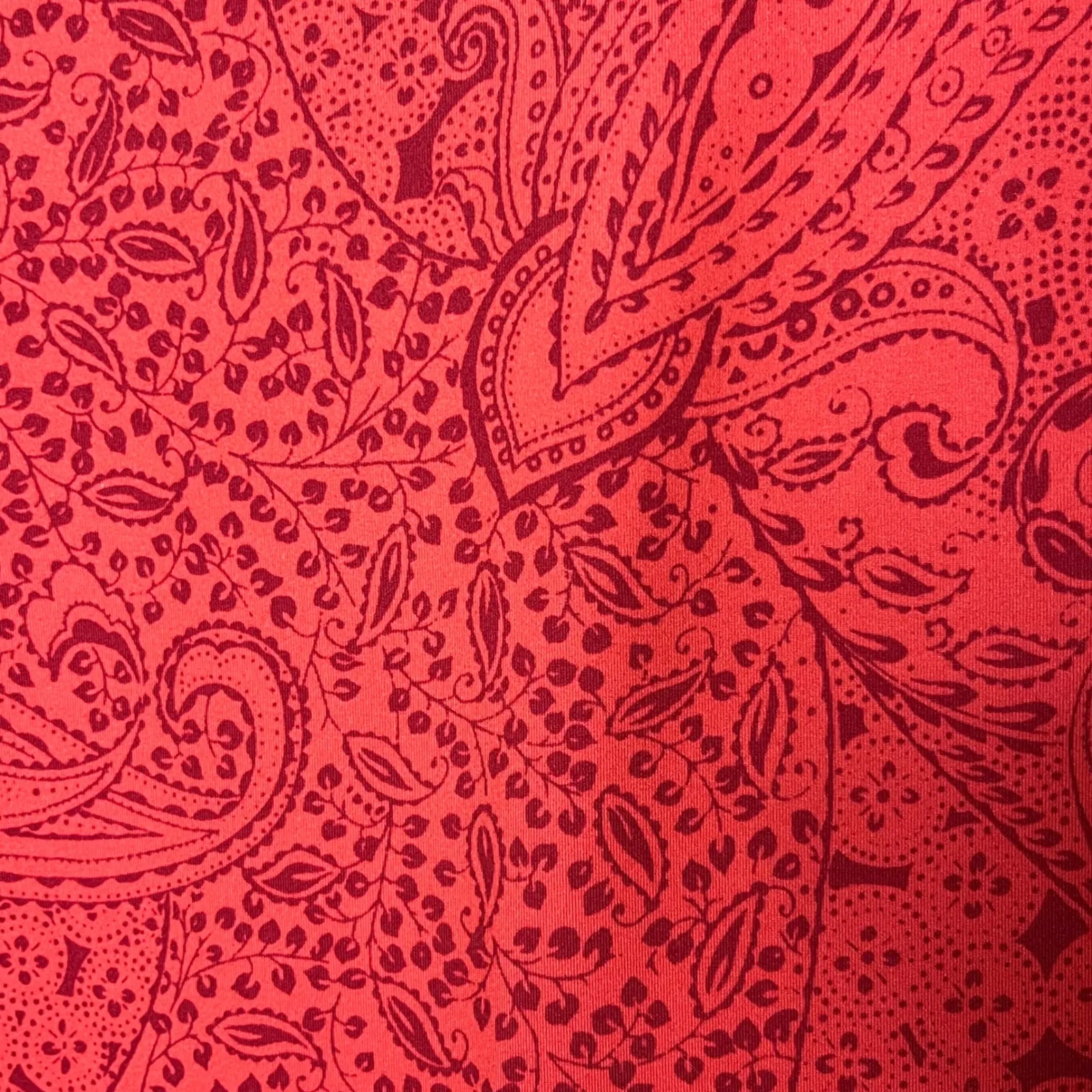 Athleta Nectar Medium Red Paisley Print Faux Wrap Cap Sleeve Knee Length Dress - Image 6