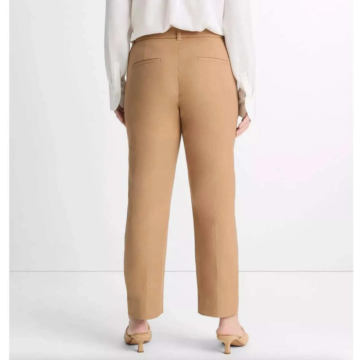 NWT Vince Cigarette Trousers Size 16 Almond Tan Neutral Career‎ Pant Minimalist - Image 2