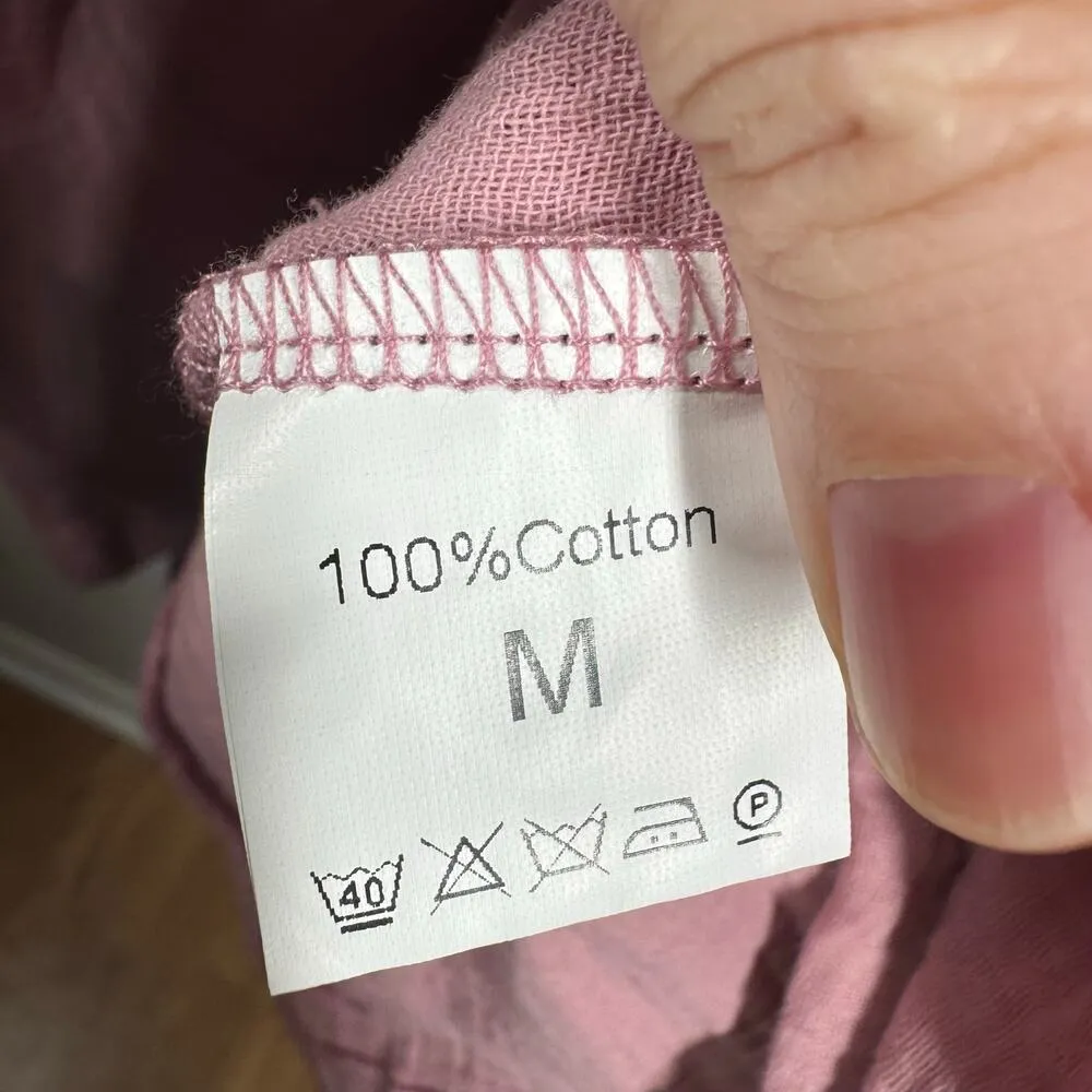 Womens Top Med Purple Gauze Oversized Chore Pocket Tie Detail Spring Lagenlook Pink - Image 9