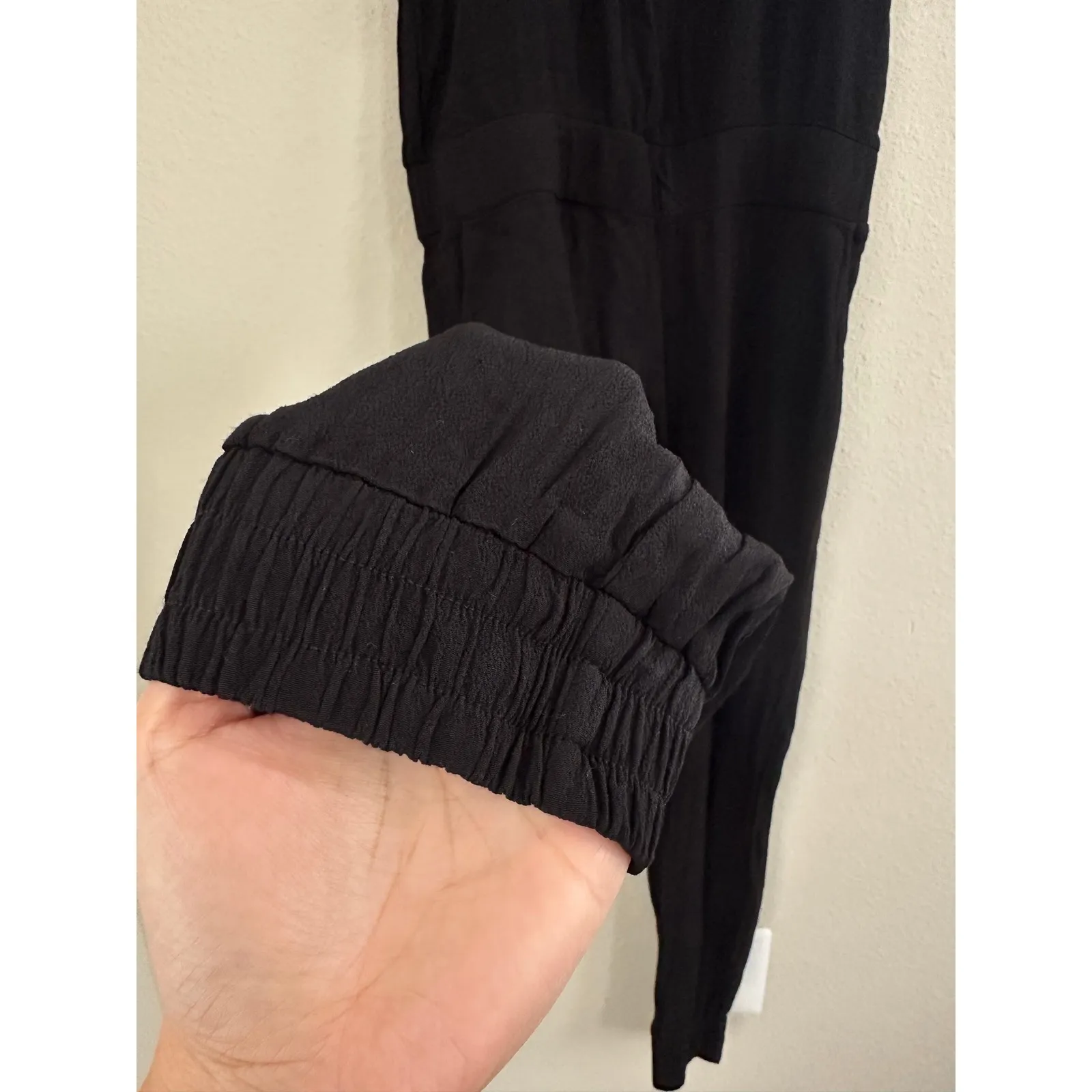 Monrow Revolve Crepe Jumpsuit Sleeveless in Neptune Black Pockets Women's Size S - Image 9