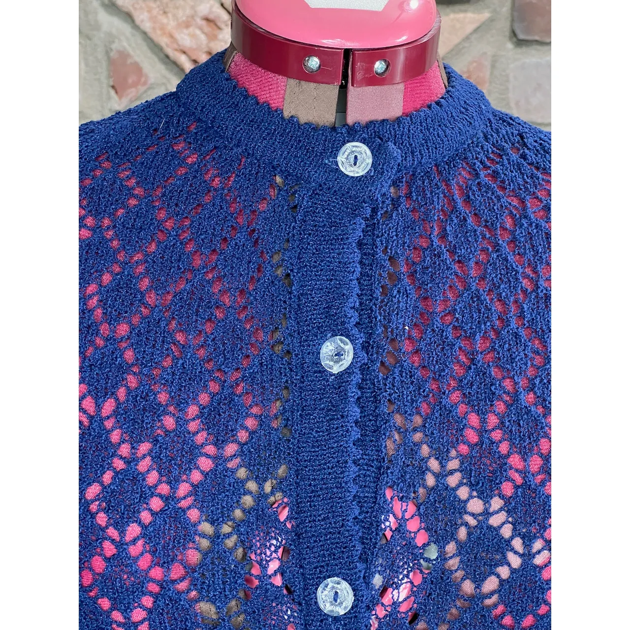 Cardigan lace navy blue vintage - Image 2