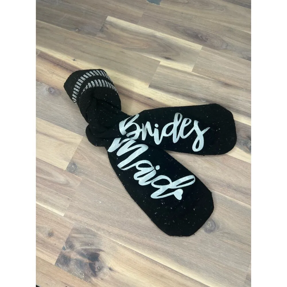 Black and White Bridesmaid Socks Wedding Gift Bachelorette Party Favor Grip Sock - Image 4