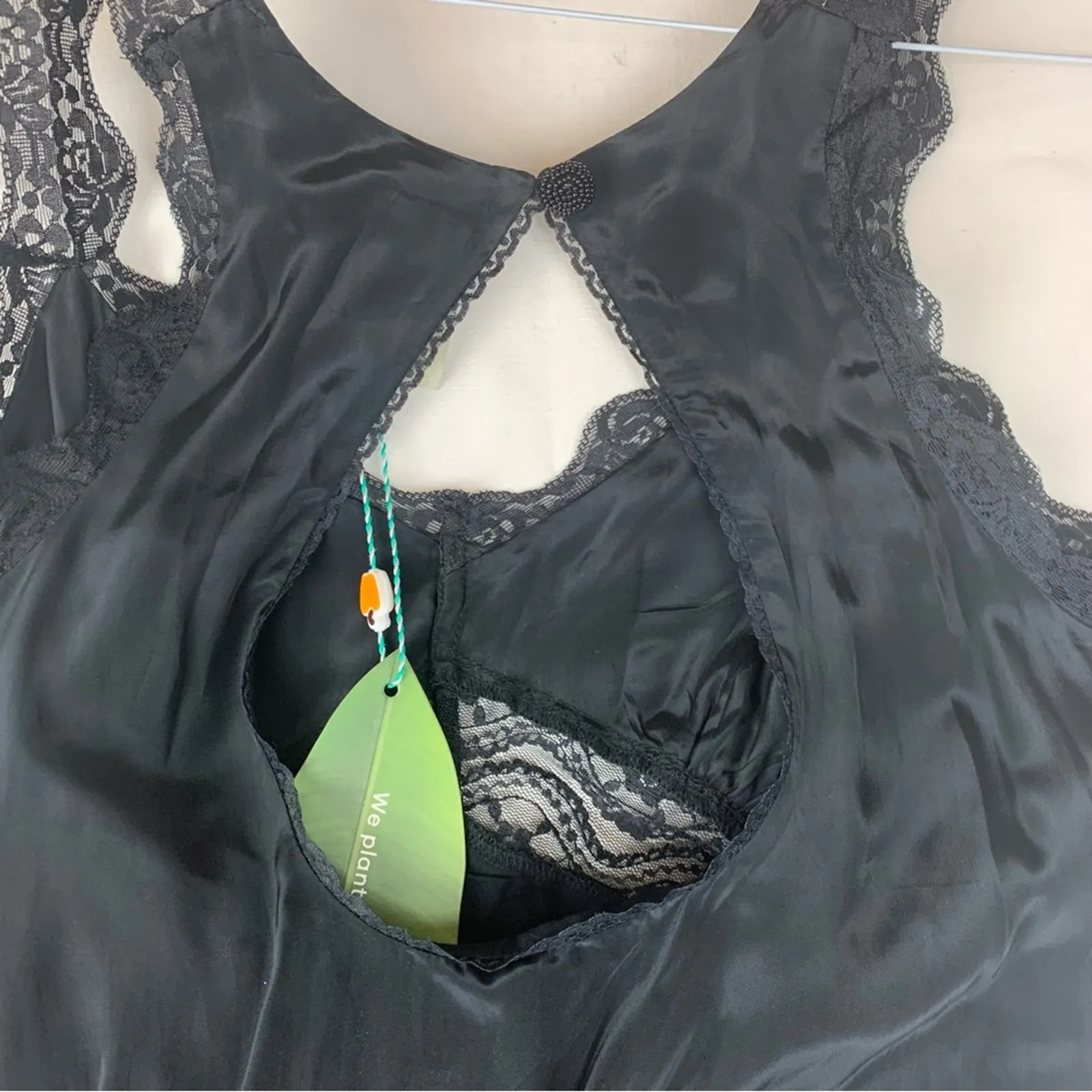 FARM Rio size medium black Lace Midi Dress new Stevie nicks witchy boho satin - Image 14