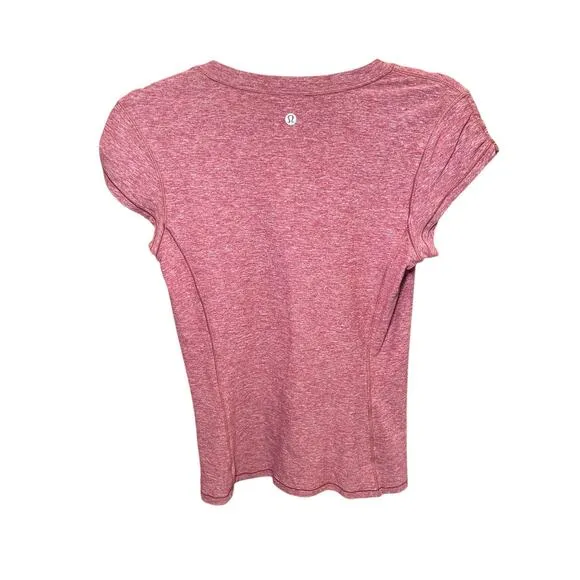 Lululemon Women 4 Time To Sweat Short Sleeve Heathered So‎ Merlot Red Burgundy - Image 5