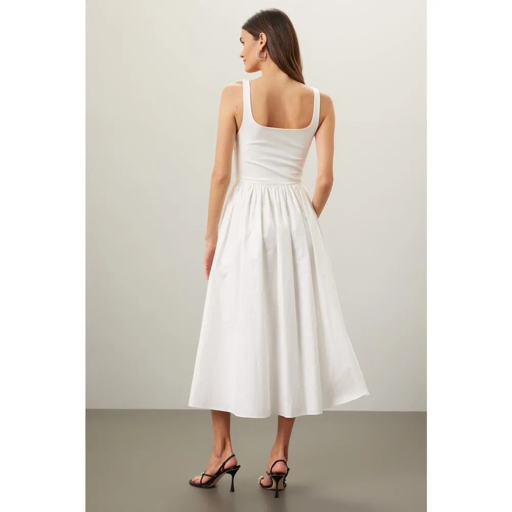 RUE SOPHIE Women's Off White Square Neckline Flowy Skirt Midi Dress Size XS - Image 2