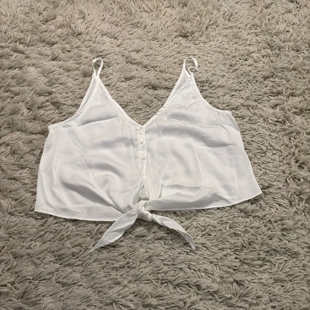 Free People White Button-Down Tie Tank Camisole Size M - Image 4