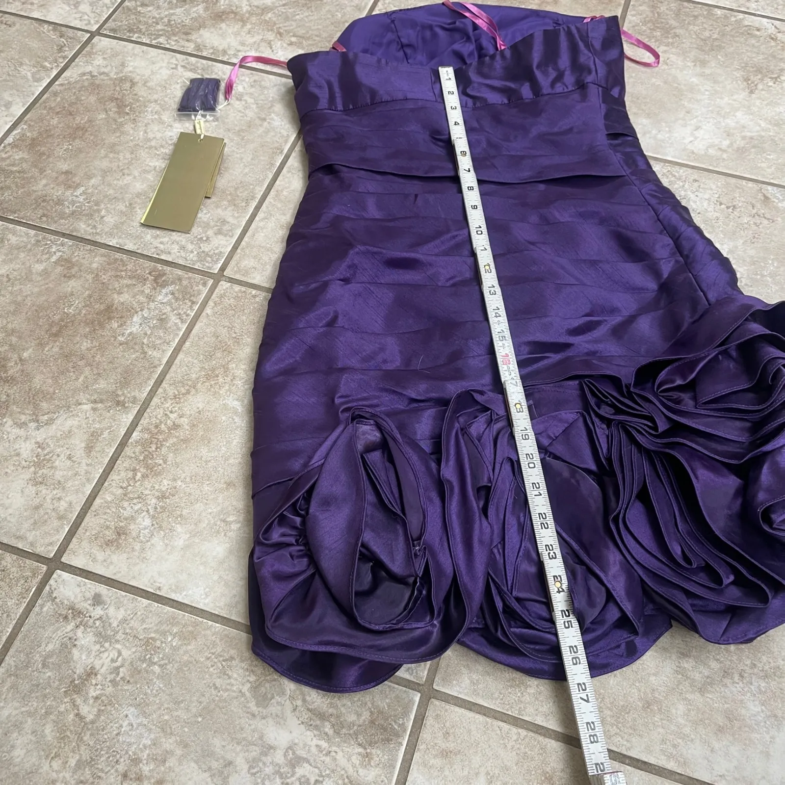 Cinderella Divine Purple Strapless Embellished Ruffle Party Dress Size M NWT - Image 12