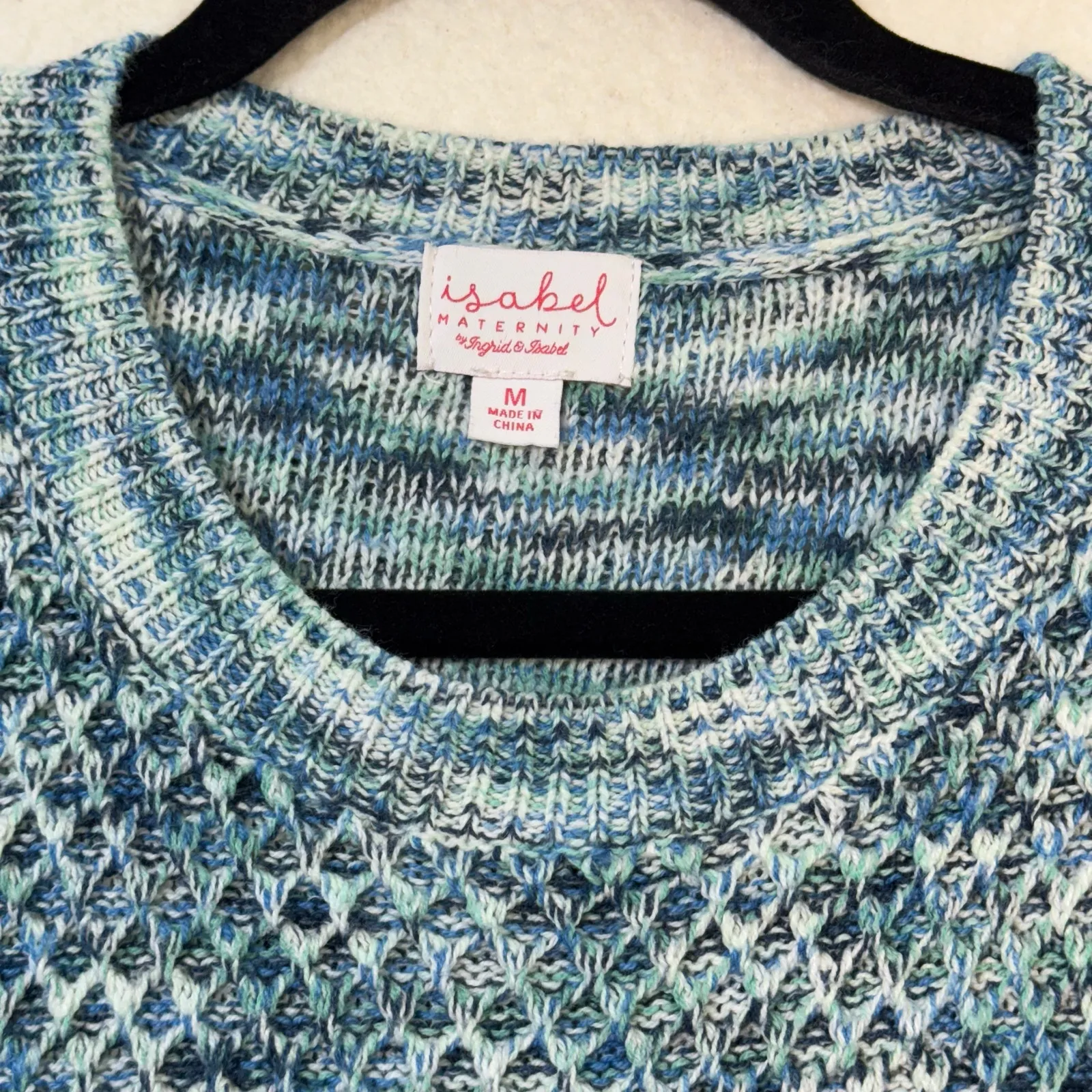 Isabel Maternity by Ingrid & Isabel Blue Space Dye Texture Knit Sweater Medium - Image 3