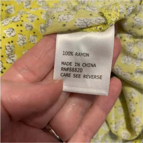 Cynthia Rowley Floral Blouse Womens‎ Size XL Yellow V-Neck 3/4 Lightweight Top - Image 4