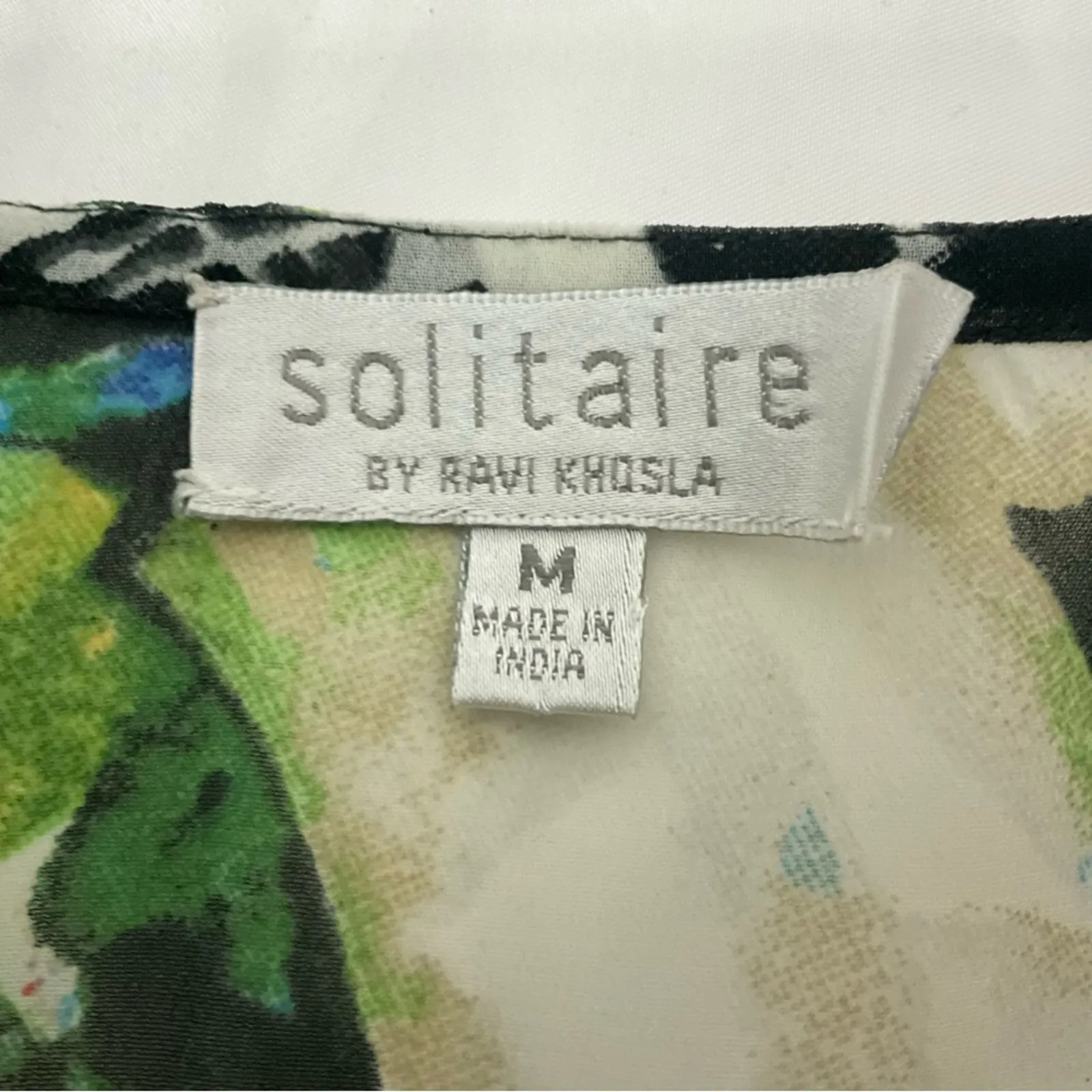 Solitaire Ravi Khosla Embellished V-Neck Caftan Swim Beach Coverup  M Boho Print - Image 9