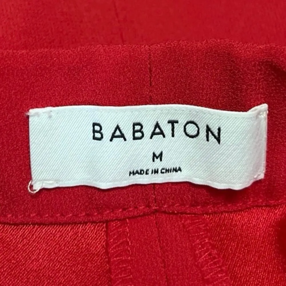 Aritzia Babaton Women's Red High Waist Tapered Leg Trousers Joggers Pants Size M - Image 4