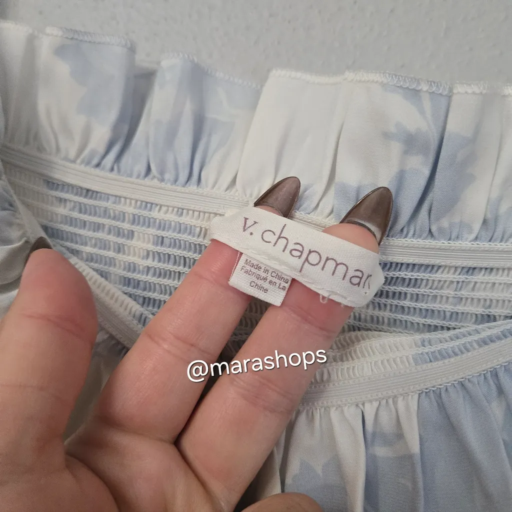 V. Chapman Lily Ruched & Ruffled Stretch Satin Midi Dress Blue Size L - Image 9