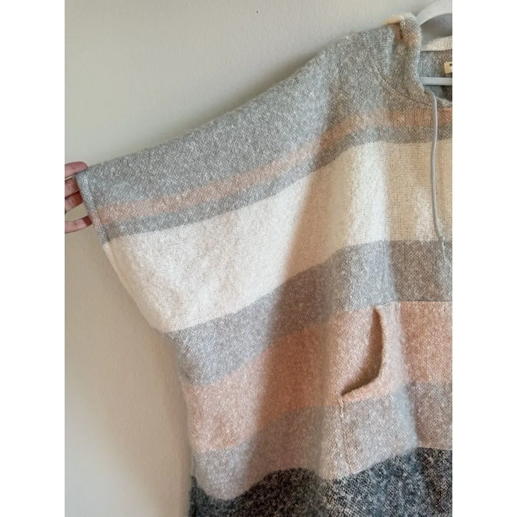 WORLD MARKET Colorblock Hooded Pullover Kangaroo Poncho Women’s One Size NEW Gray - Image 6