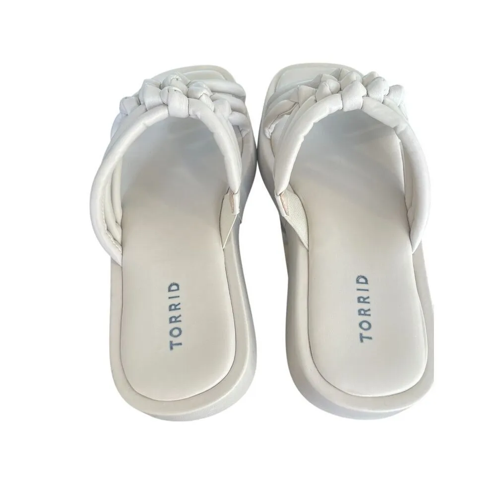 NWOB Torrid Braided Chunky Platform Slide Sandals Bone White 8.5 WW - Image 3