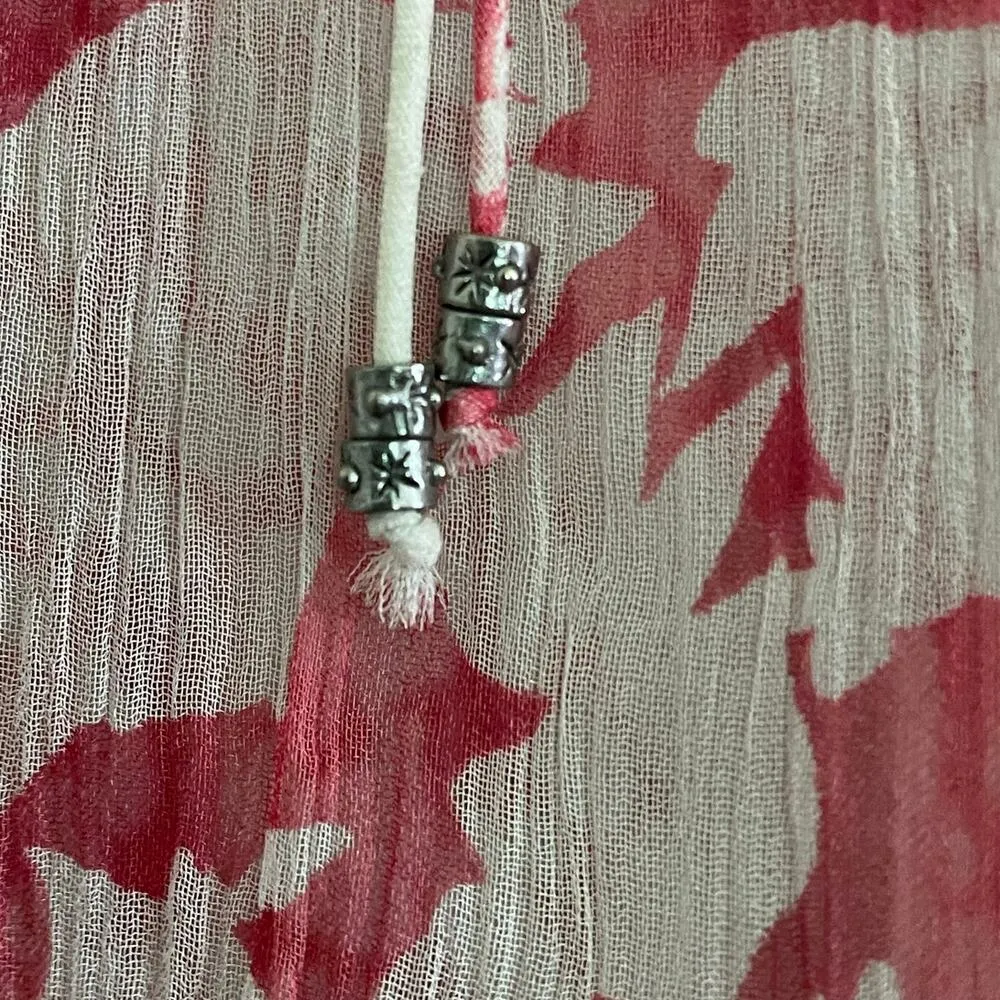 Elie Tahari Floral Sheer Silk Long Sleeve Tunic Blouse Swim Cover Small - Image 8