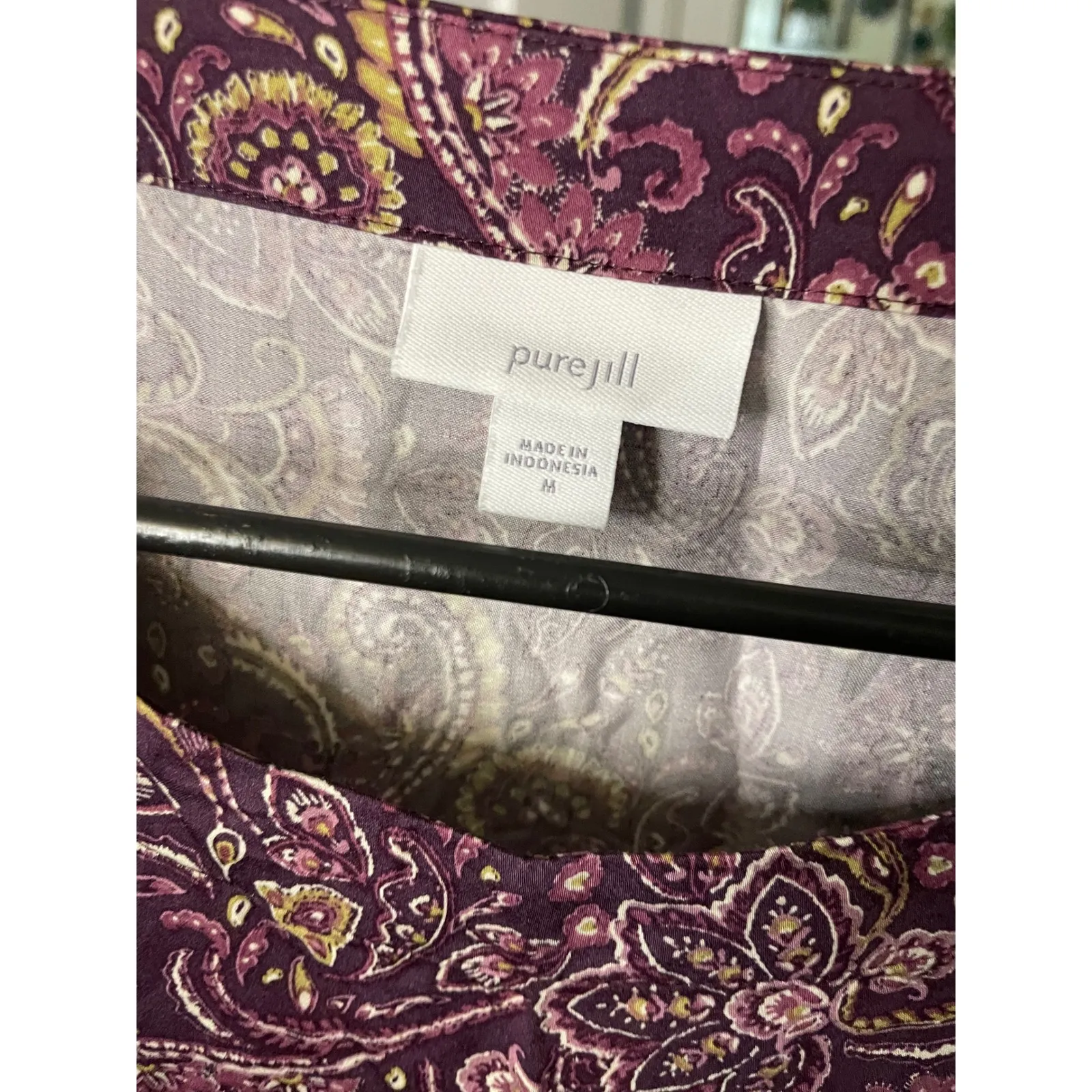 Pure Jill Paisley Print Maxi Dress Purple Gold Boho Chic Medium M - Image 2