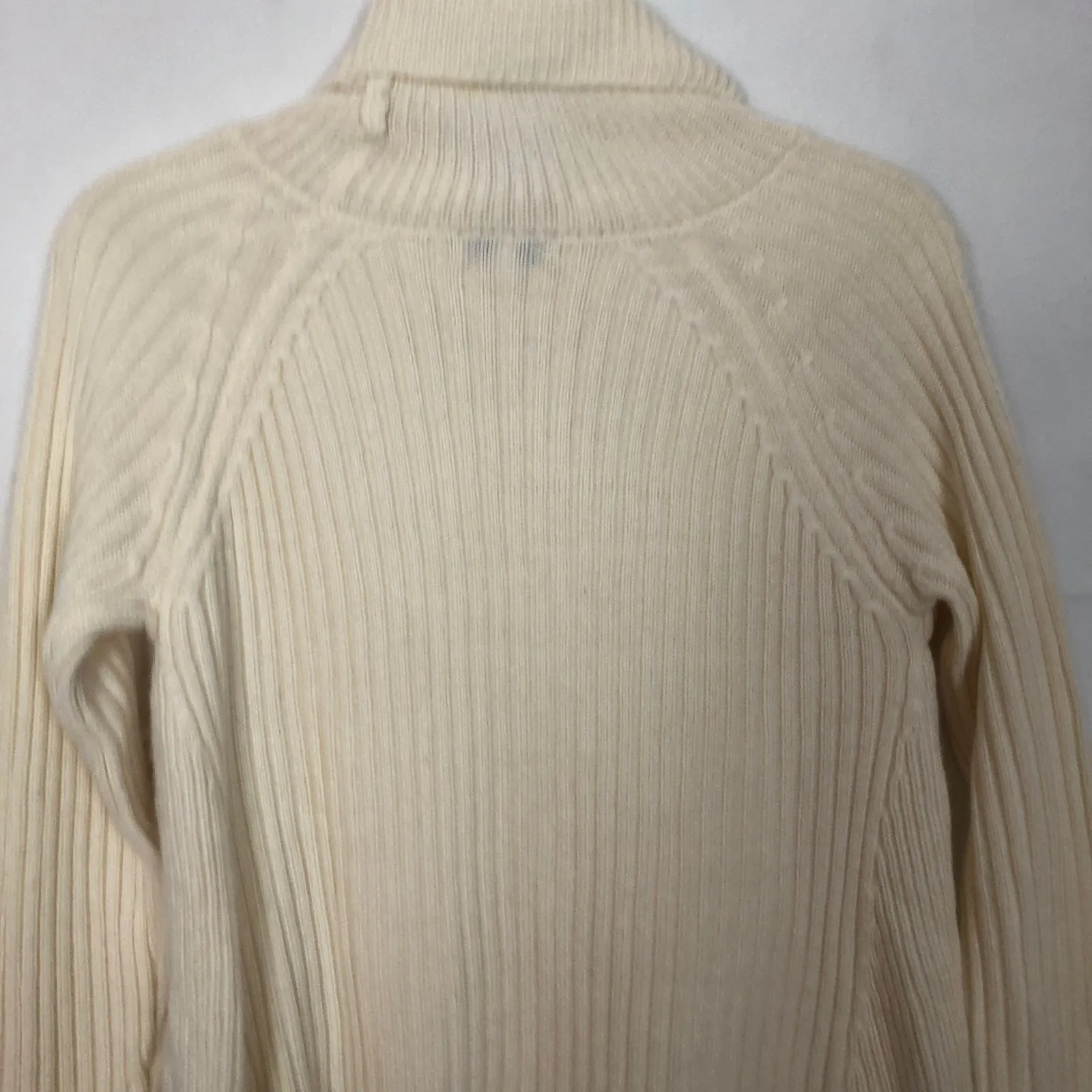 Just Fab Turtleneck Lace Up Cream Pullover Sweater Size S - Image 7