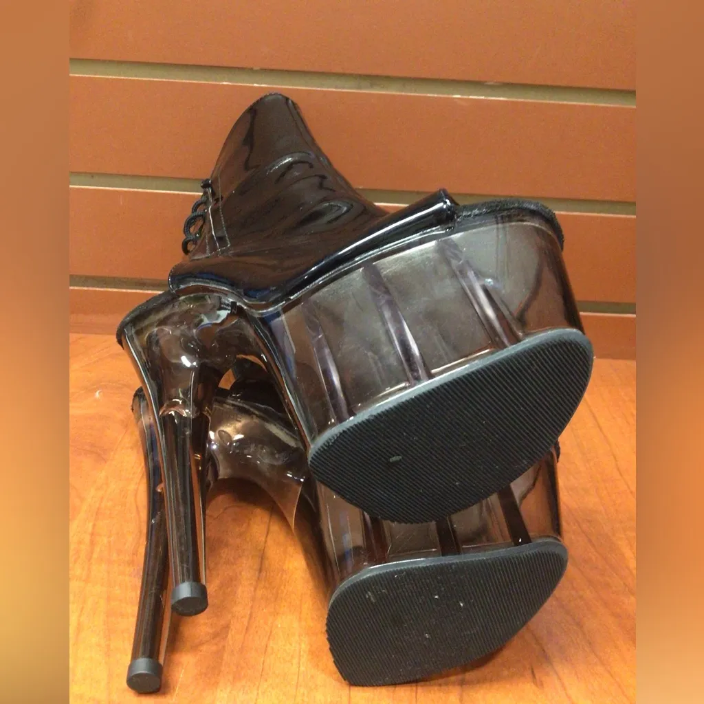 Adore Black Patent Heeled Boots Size 8 - Image 10