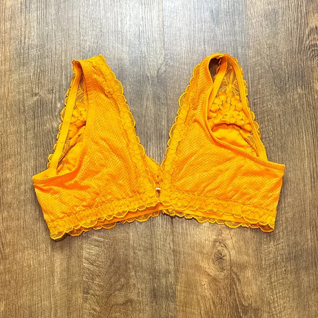 Aerie Womens Plunge Sunflower Yellow Lace Bralette Sz XL - Image 4