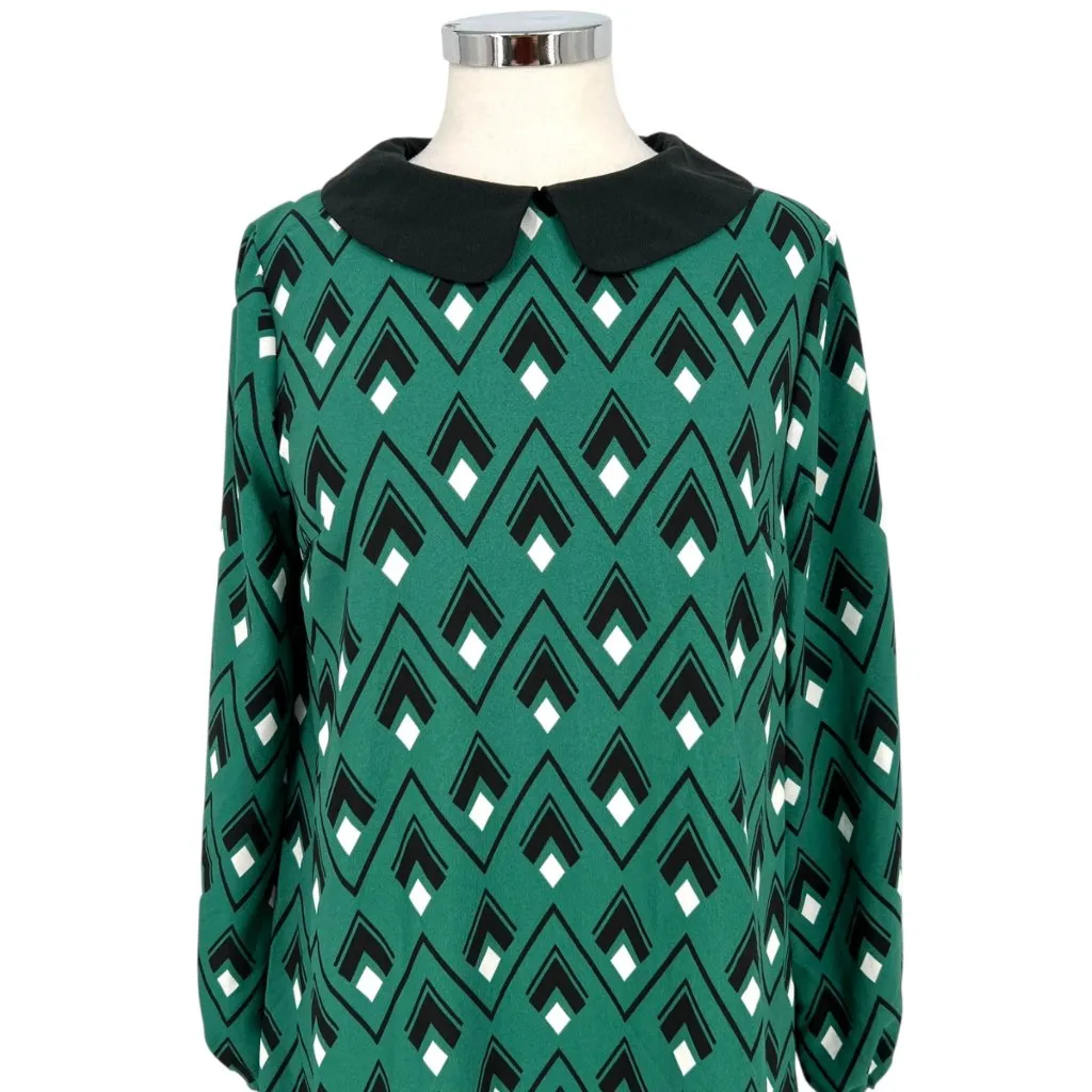 ModCloth You Make Loving Fun Shift Dress Peter Pan Collar Green Size Medium - Image 2