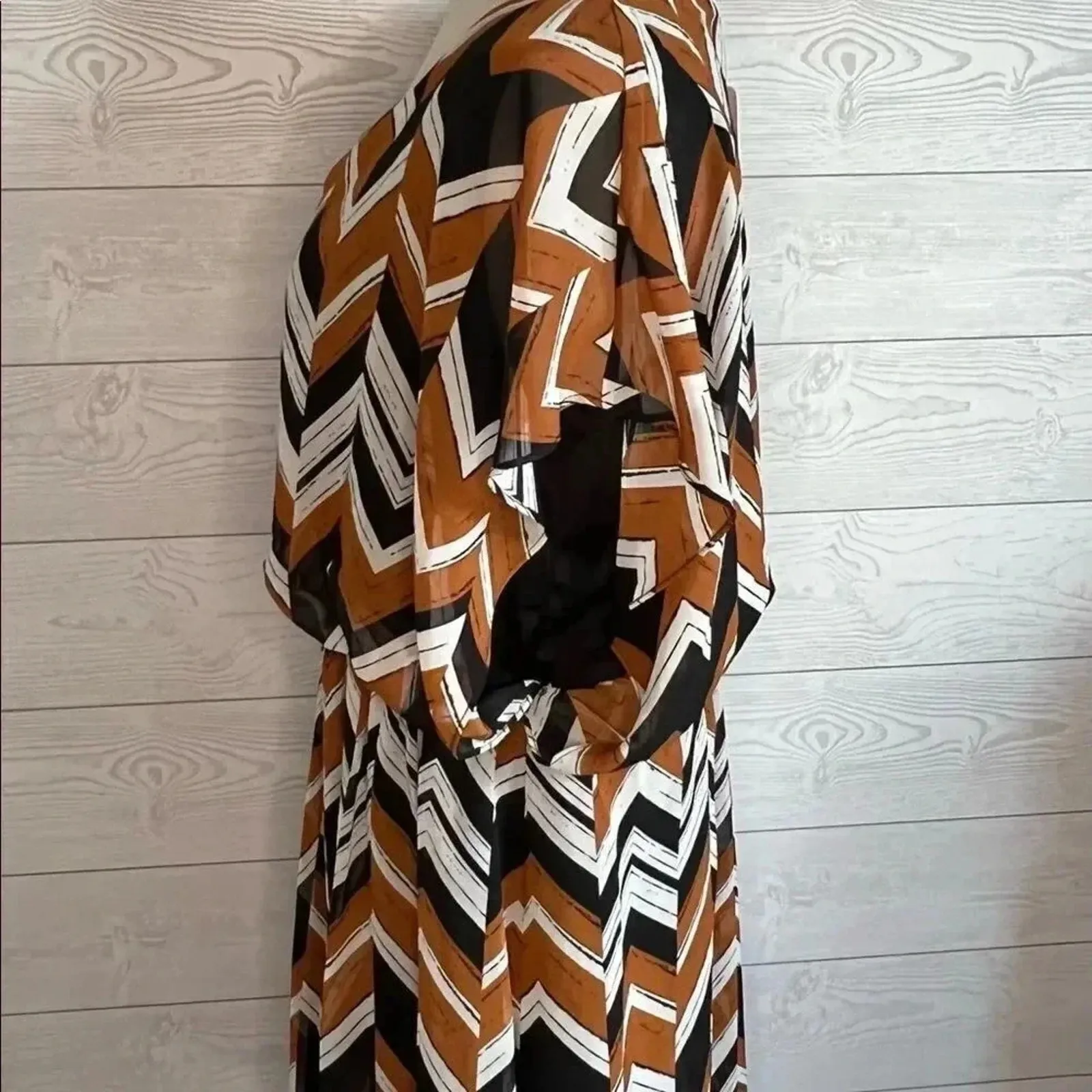 Charming Charlie  herringbone black/brown blouson dress NWT XL business casual - Image 5