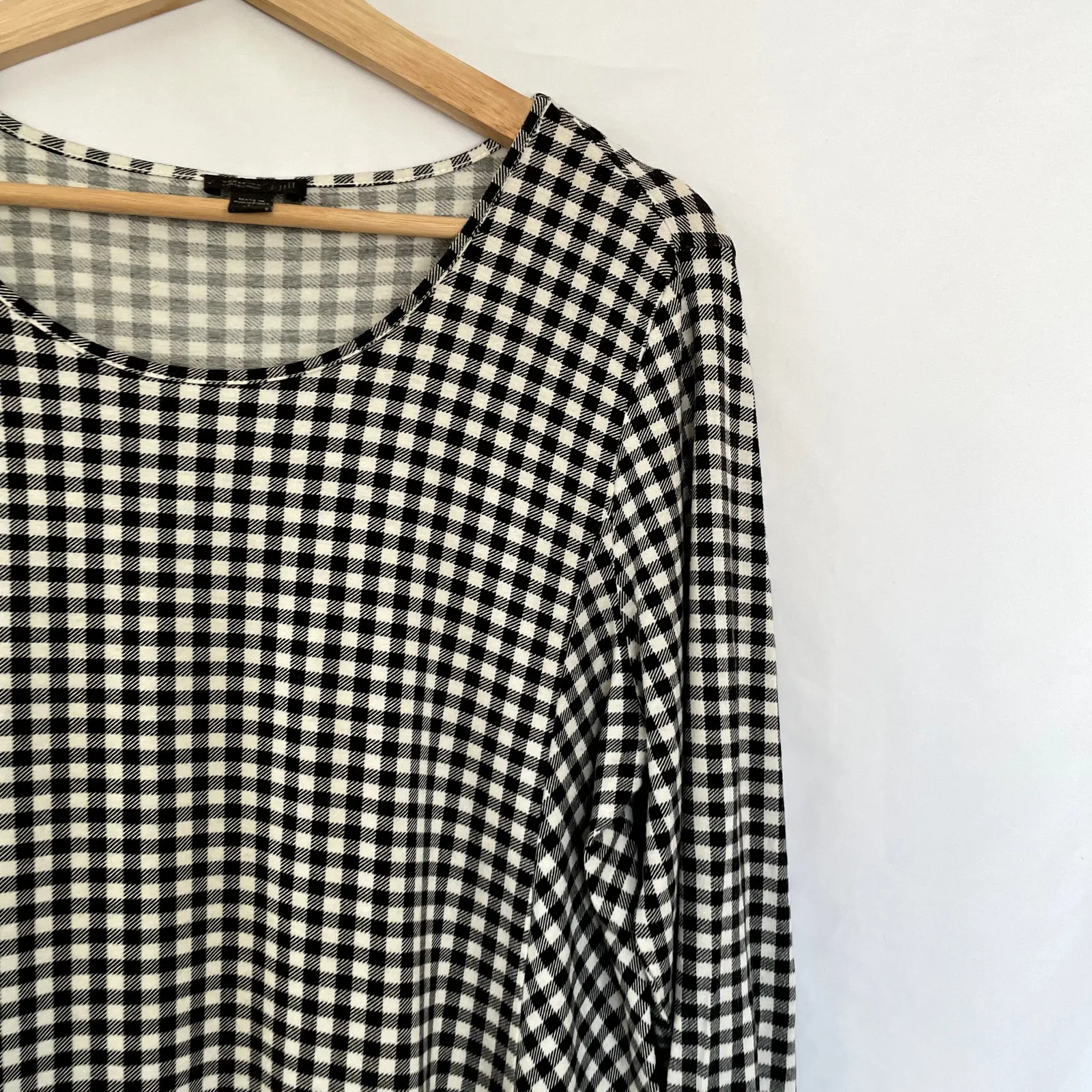 J.Jill wearever collection black white checkered long sleeved dress women's LT Size L - Image 2